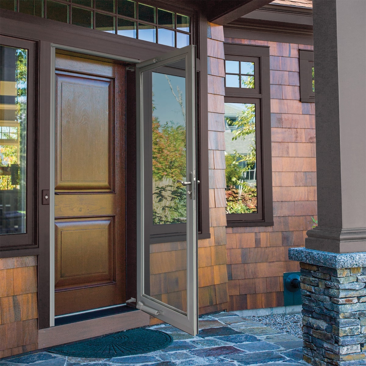 Front door with storm door open